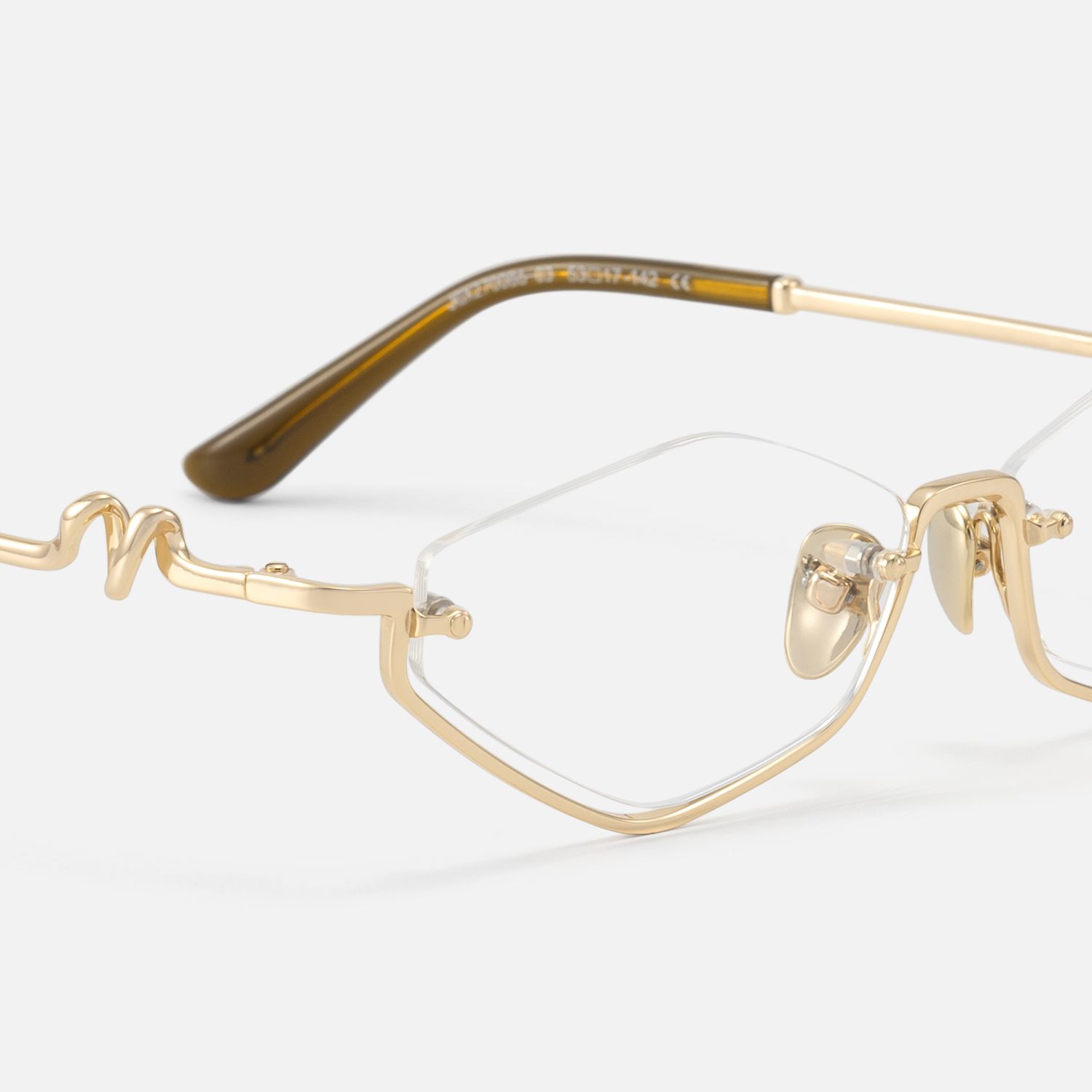 Niseko - Champagne Gold Octagon Half Rim Glasses by Vooglam - Design Details