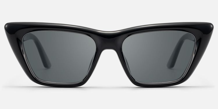 Meguro - Black Inflated Cat-Eye Tinted Sunglasses by Vooglam