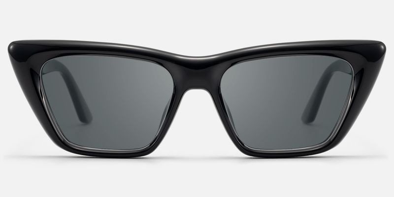 Meguro - Black Inflated Cat-Eye Tinted Sunglasses by Vooglam