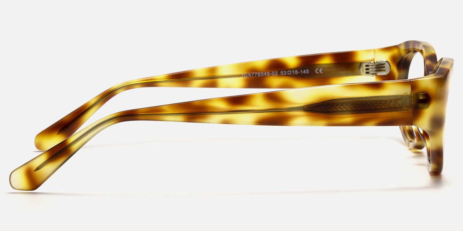 Drizzle - Oval Yellow Tortoise Eyeglasses by Vooglam - Side View