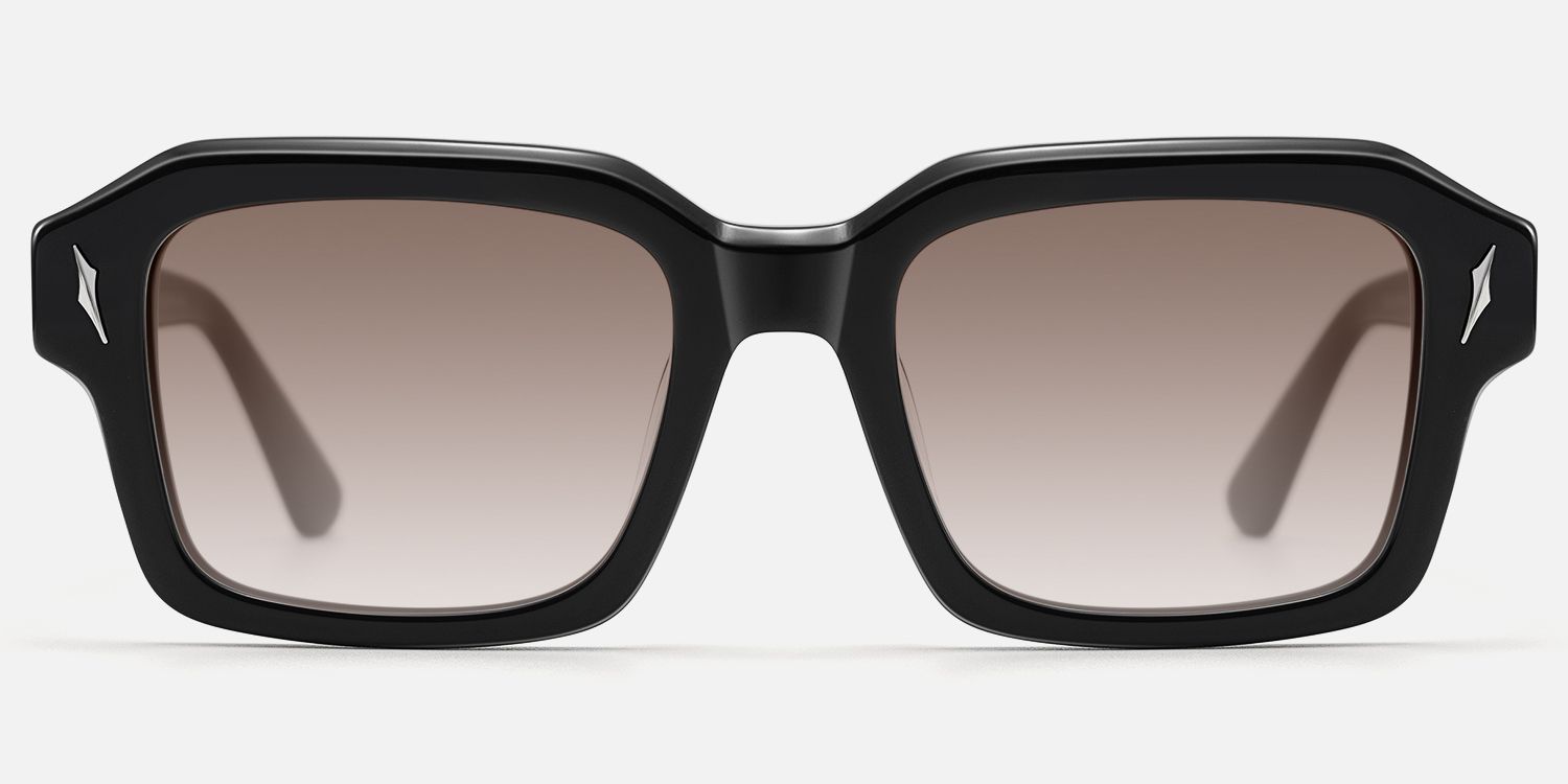 Blindspot - Thick Acetate Black Sunglasses by Vooglam - Angle View