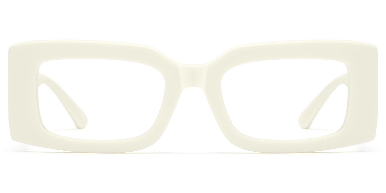 Aurelia - Off White Narrow Rectangle Glasses by Vooglam Product Details 1