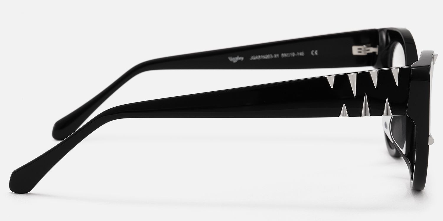 Slay - Gothic Black Spike Cat Eye Glasses by Vooglam - Side View