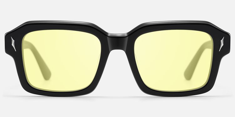 Blindspot - Acetate Yellow Tint Black Sunglasses by Vooglam
