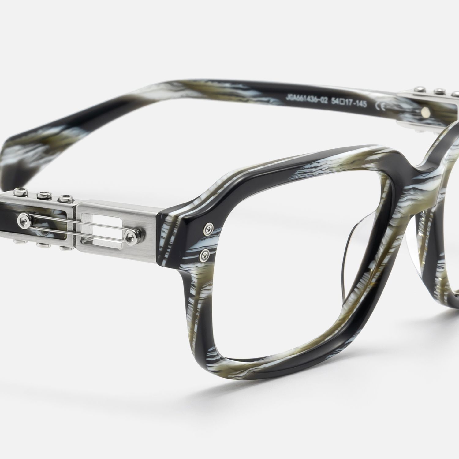 Anacortes - Gray Horn Rim Guitar Temple Glasses by Vooglam - Design Details