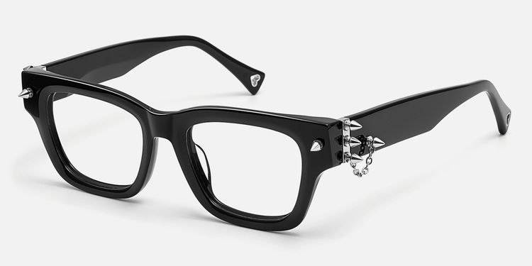 Stud-Gothic Punk Rock Stud Black Acetate Glasses by Vooglam
