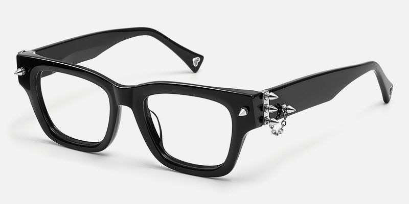 Stud-Gothic Punk Rock Stud Black Acetate Glasses by Vooglam
