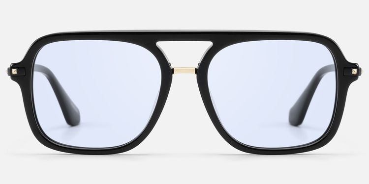 Marfa - Black Gold Square Pilot Sunglasses by Vooglam
