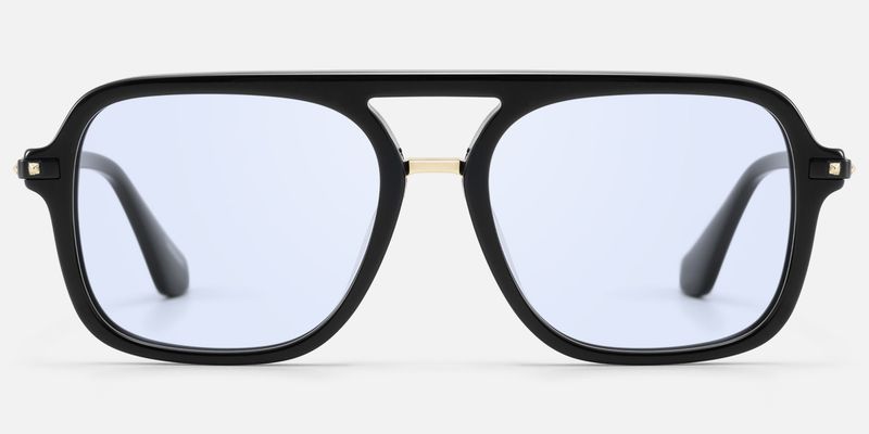Marfa - Black Gold Square Pilot Sunglasses by Vooglam