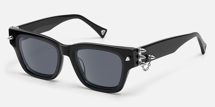 Stud - Rock Stud Black Rectangle Sunglasses by Vooglam