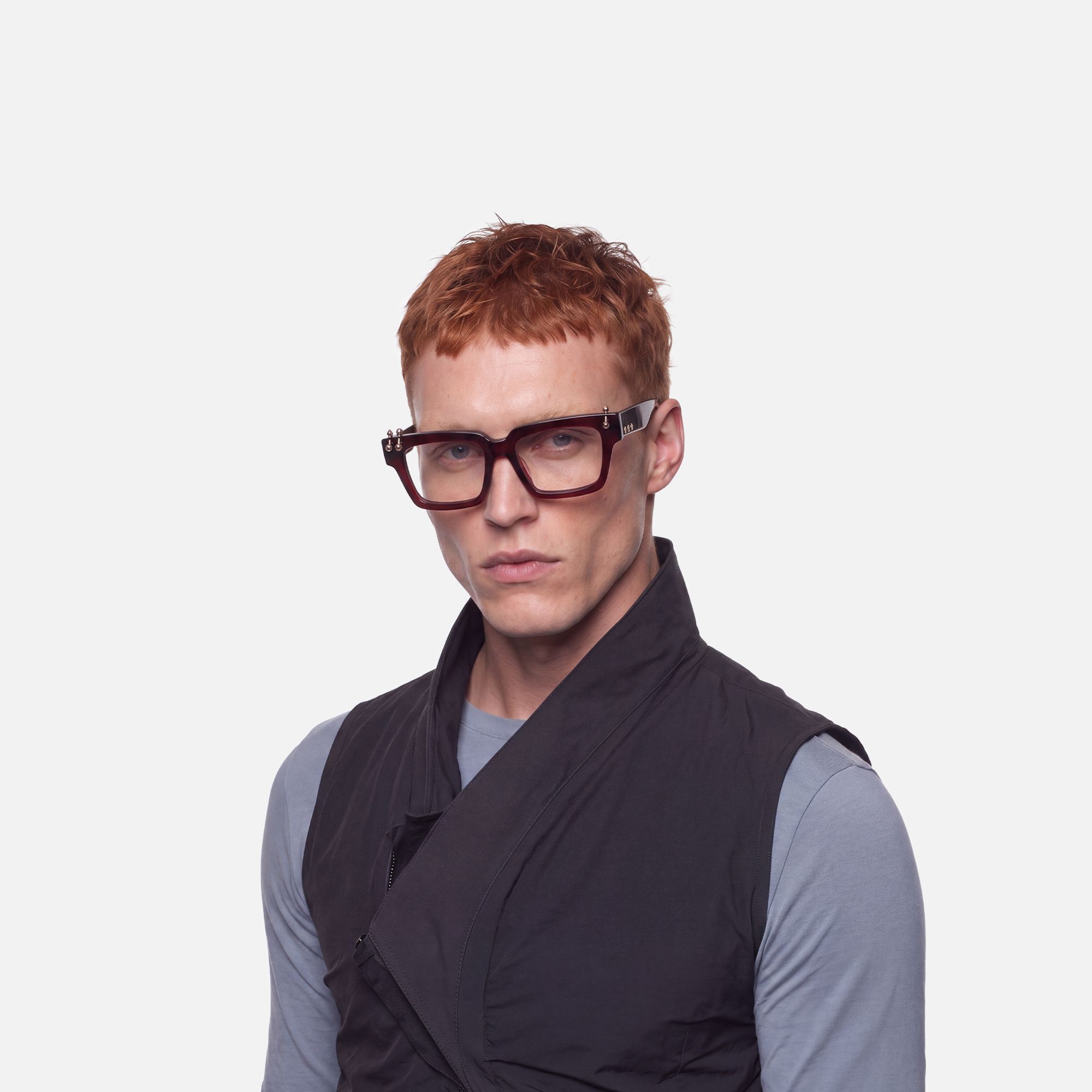 PIERCE - Square Red Eyeglasses by Vooglam - Lifestyle Look