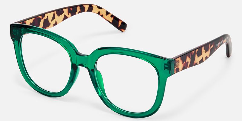 Vernetta - Clear Green Frame Glasses with Tortoise by Vooglam