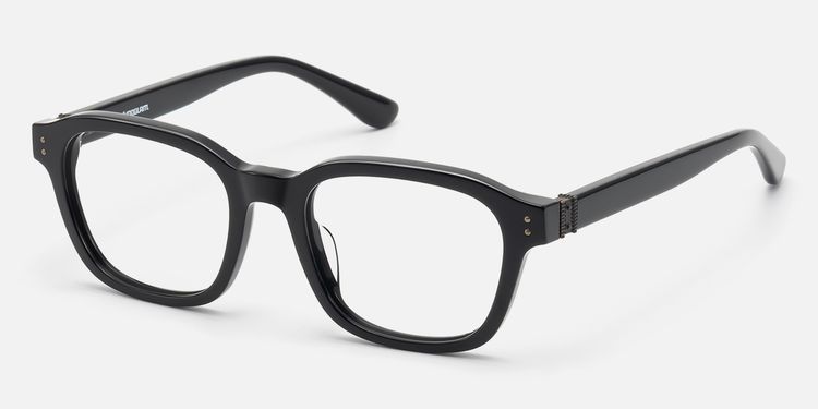 Rainier - Black Acetate Zipper Square Glasses by Vooglam