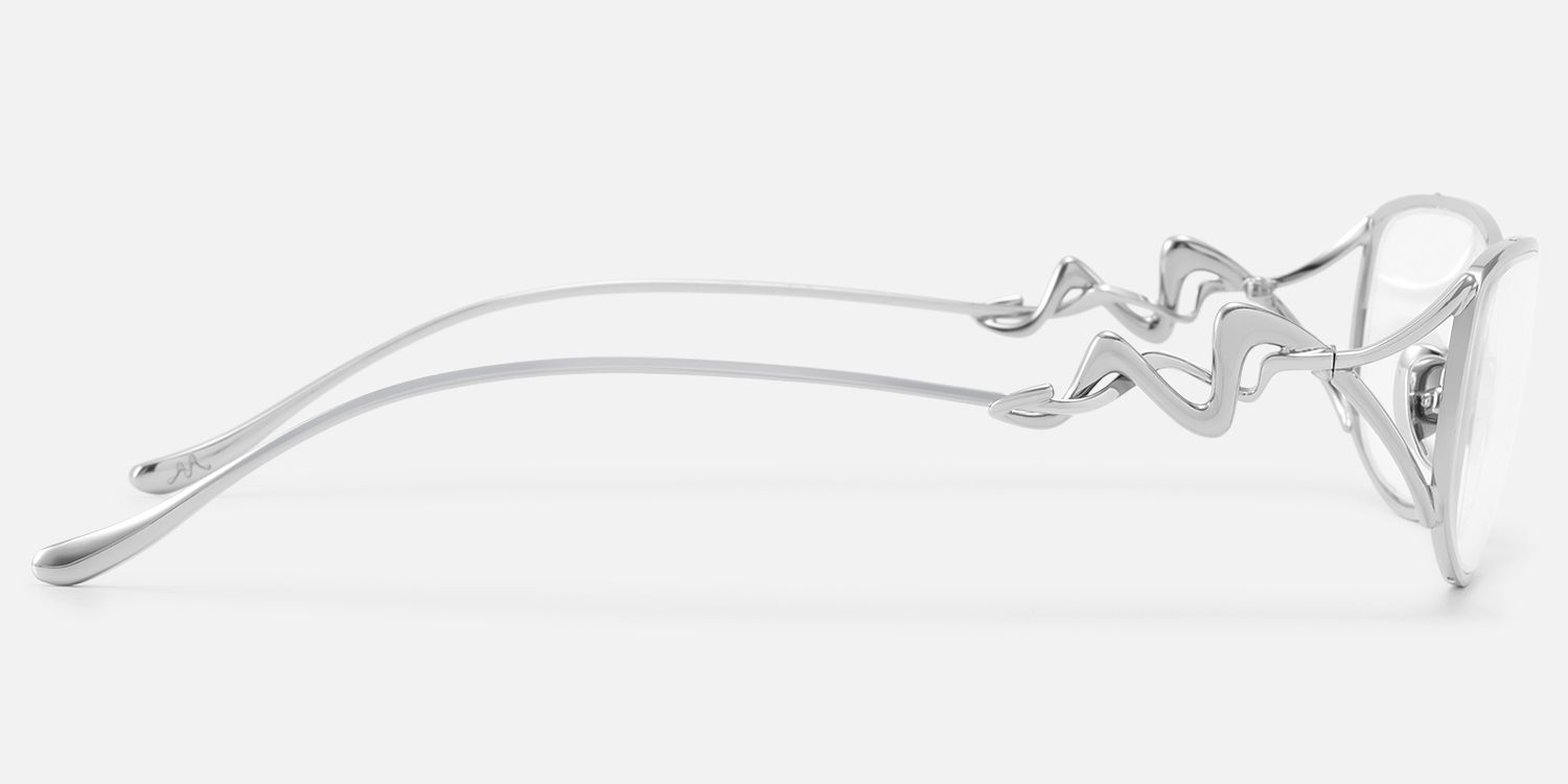 Okinawa - Silver Glasses with Double Wire Temple by Vooglam - Side View