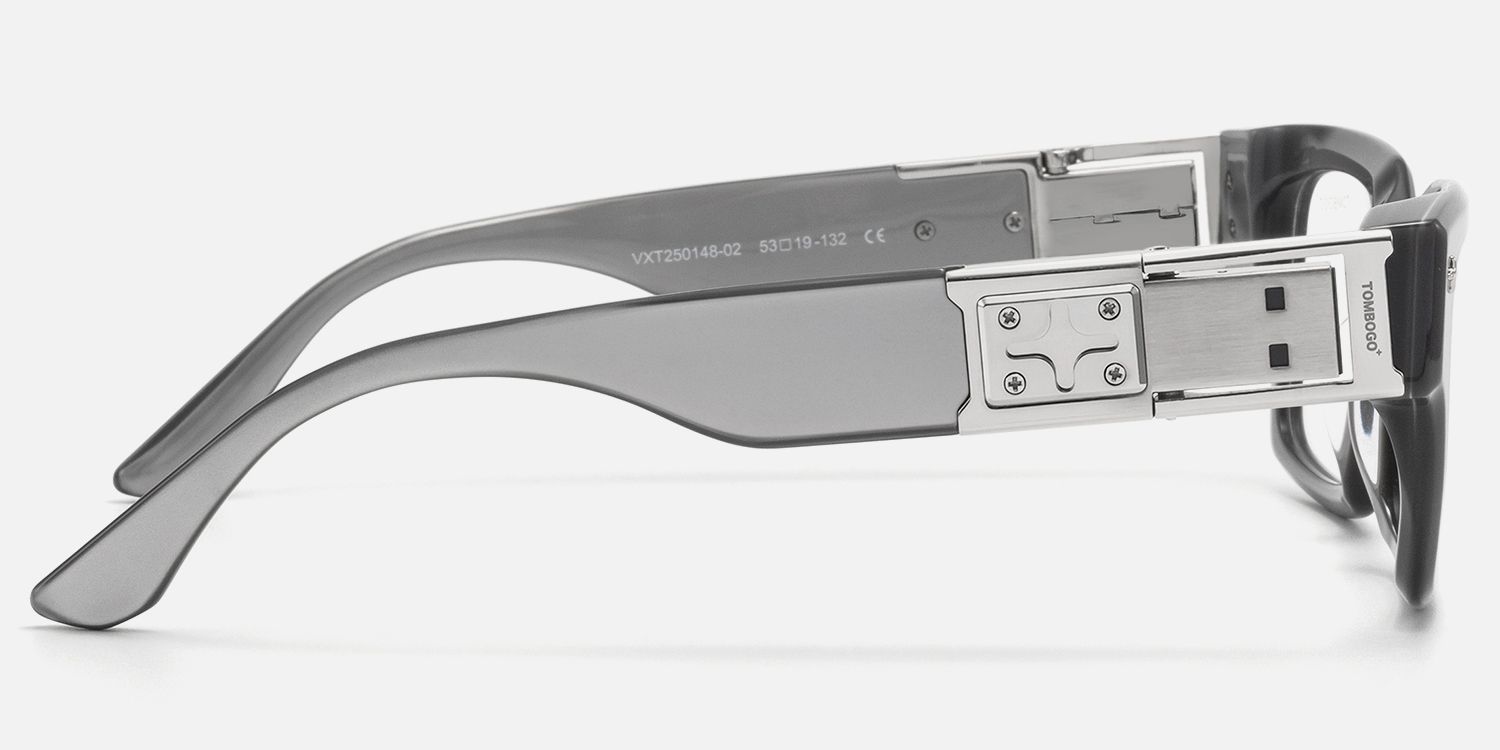 The Programmer - Chunky Silver USB Glasses by Vooglam - Side View