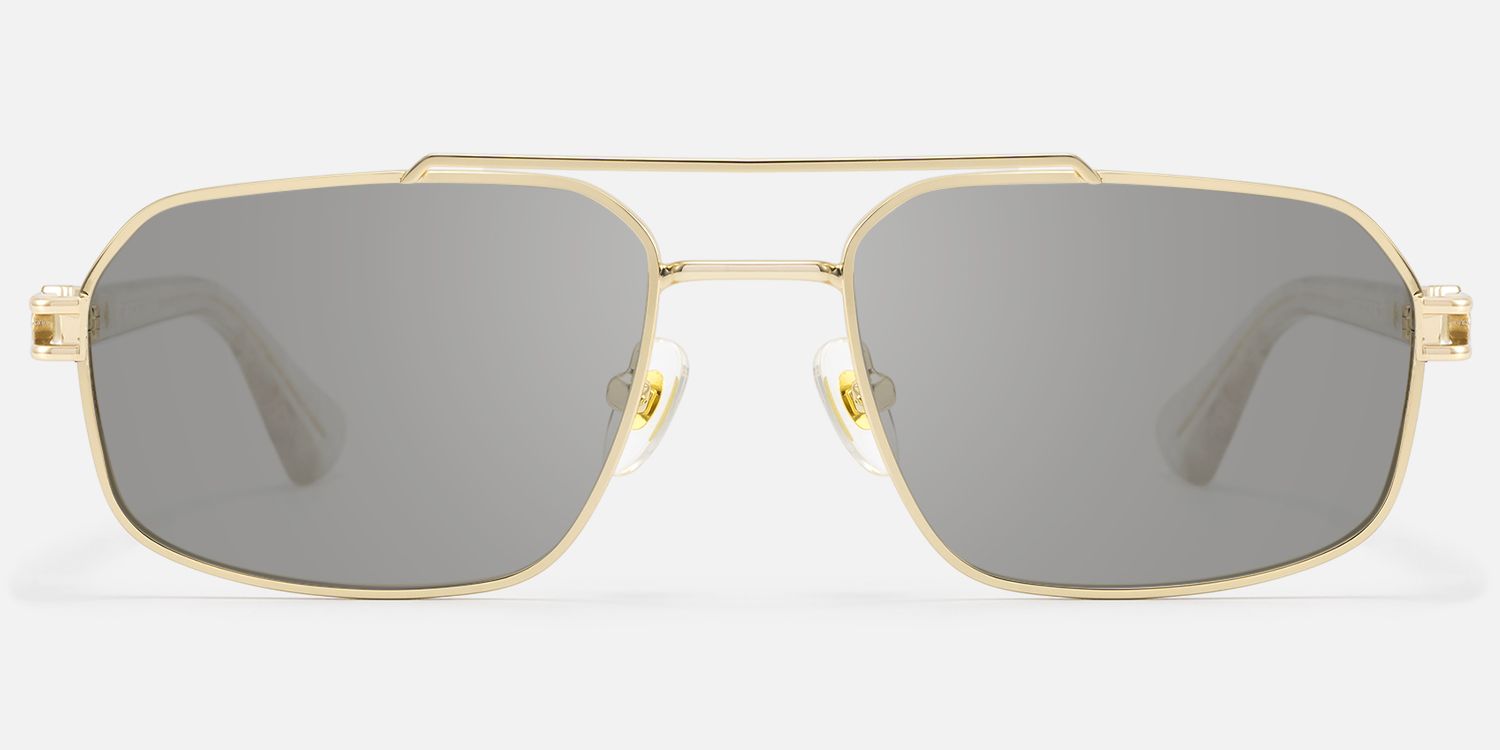 Lacey - Gold Double Bridge Aviator Sunglasses by Vooglam - Angle View