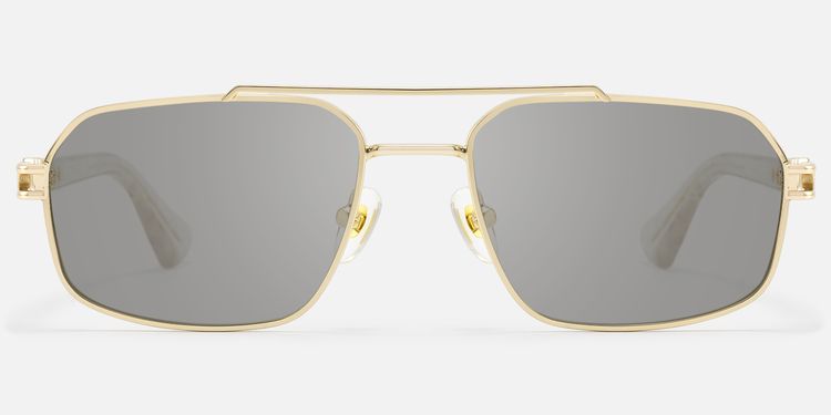 Lacey - Gold Double Bridge Aviator Sunglasses by Vooglam