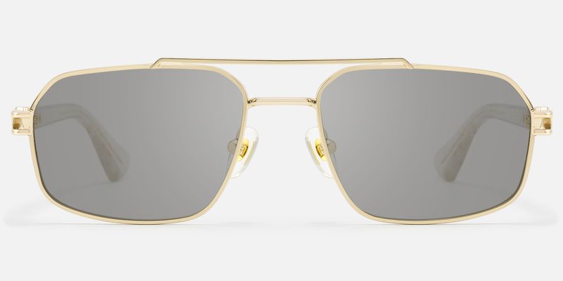 Lacey - Gold Double Bridge Aviator Sunglasses by Vooglam
