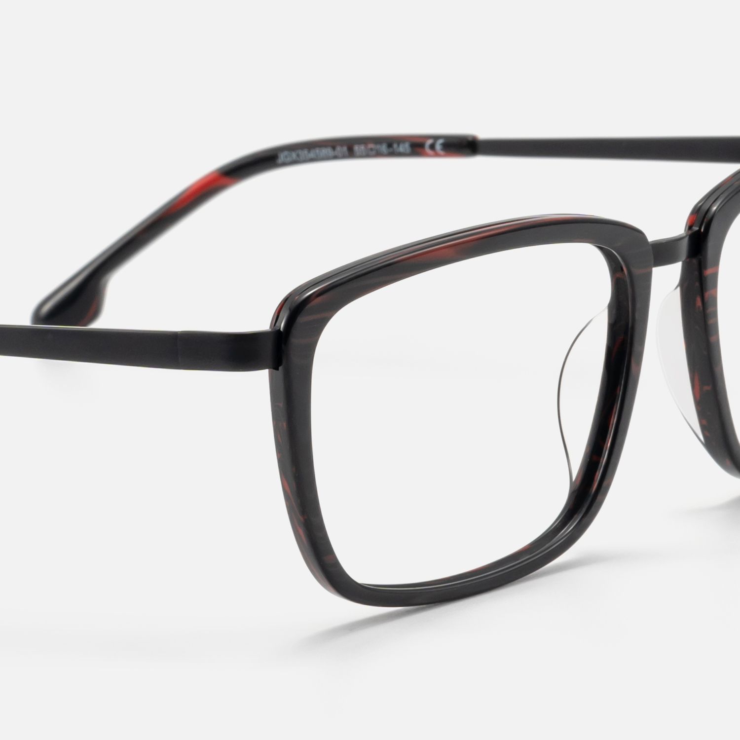 Alloy - Sleek Black Rectangle Professional Glasses by Vooglam - Design Details