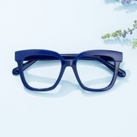 Britney - Square Blue Eyeglasses | Vooglam On Model