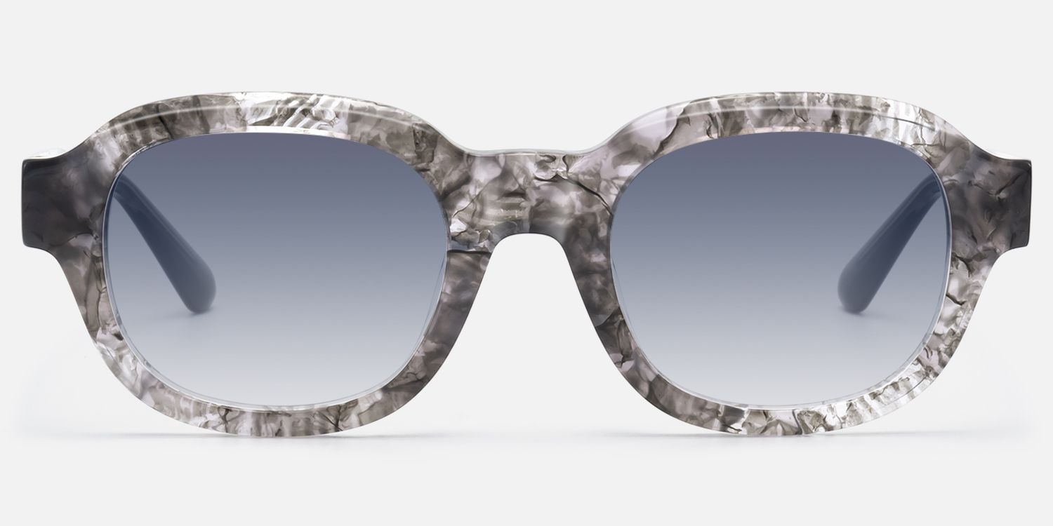 Eerie - Retro Gray Tinted Marbled Round Shades by Vooglam - Angle View