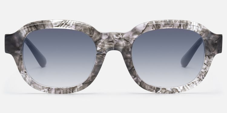Eerie - Retro Gray Tinted Marbled Round Shades by Vooglam