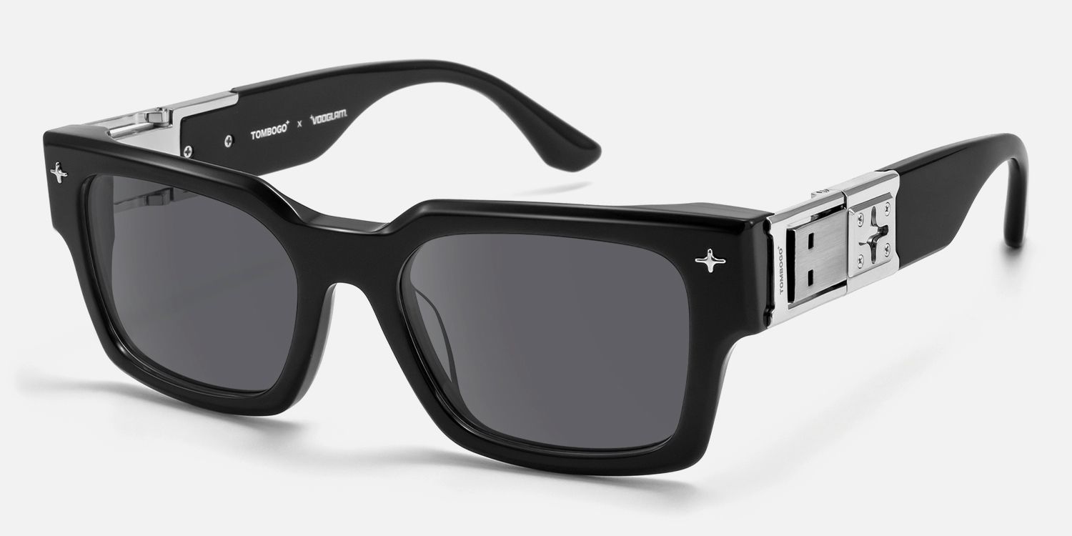 The Programmer - Bold Black USB Sunglasses by Vooglam - Front View
