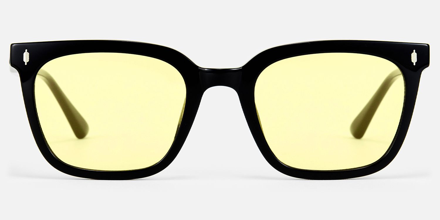 Cosmo - Rectangle Black Sunglasses by Vooglam - Angle View