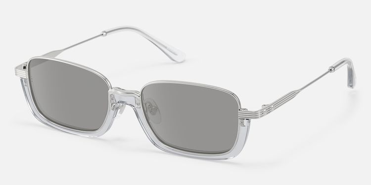 Basel - Oversized Silver Clear Gray Sunglasses by Vooglam