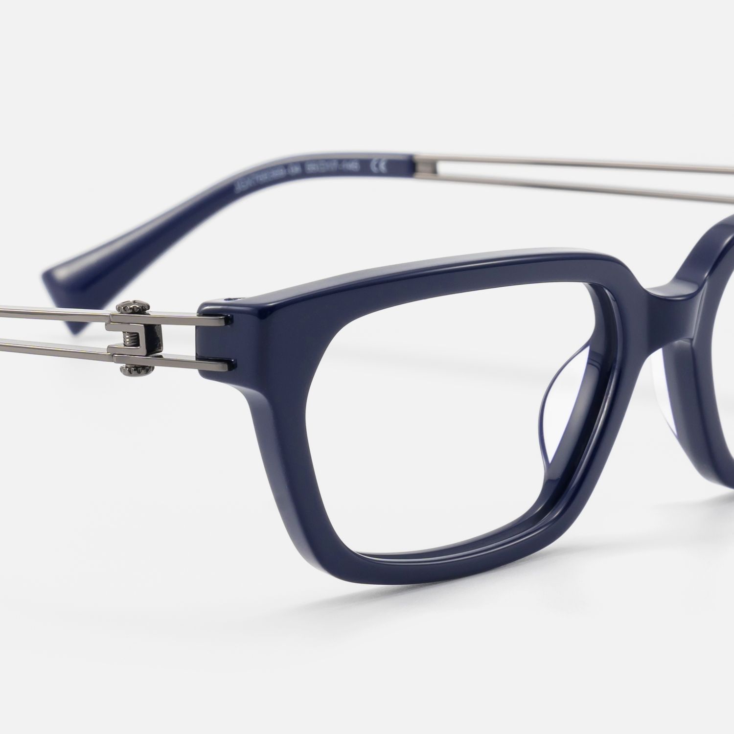 Scarpa - Blue Gunmetal Wire Temple Glasses by Vooglam - Design Details