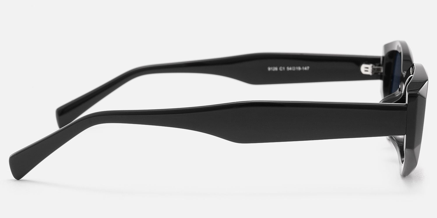 Vesper - Geometric Black Sunglasses by Vooglam - Side View