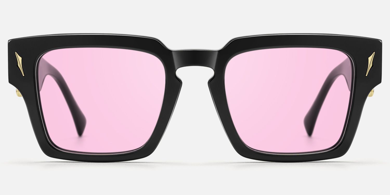 Stiletto - Pink Tinted Black Sword Sunglasses by Vooglam - Angle View