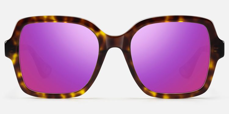 Meridian - Square Tortoise Purple Mirrored Shades by Vooglam