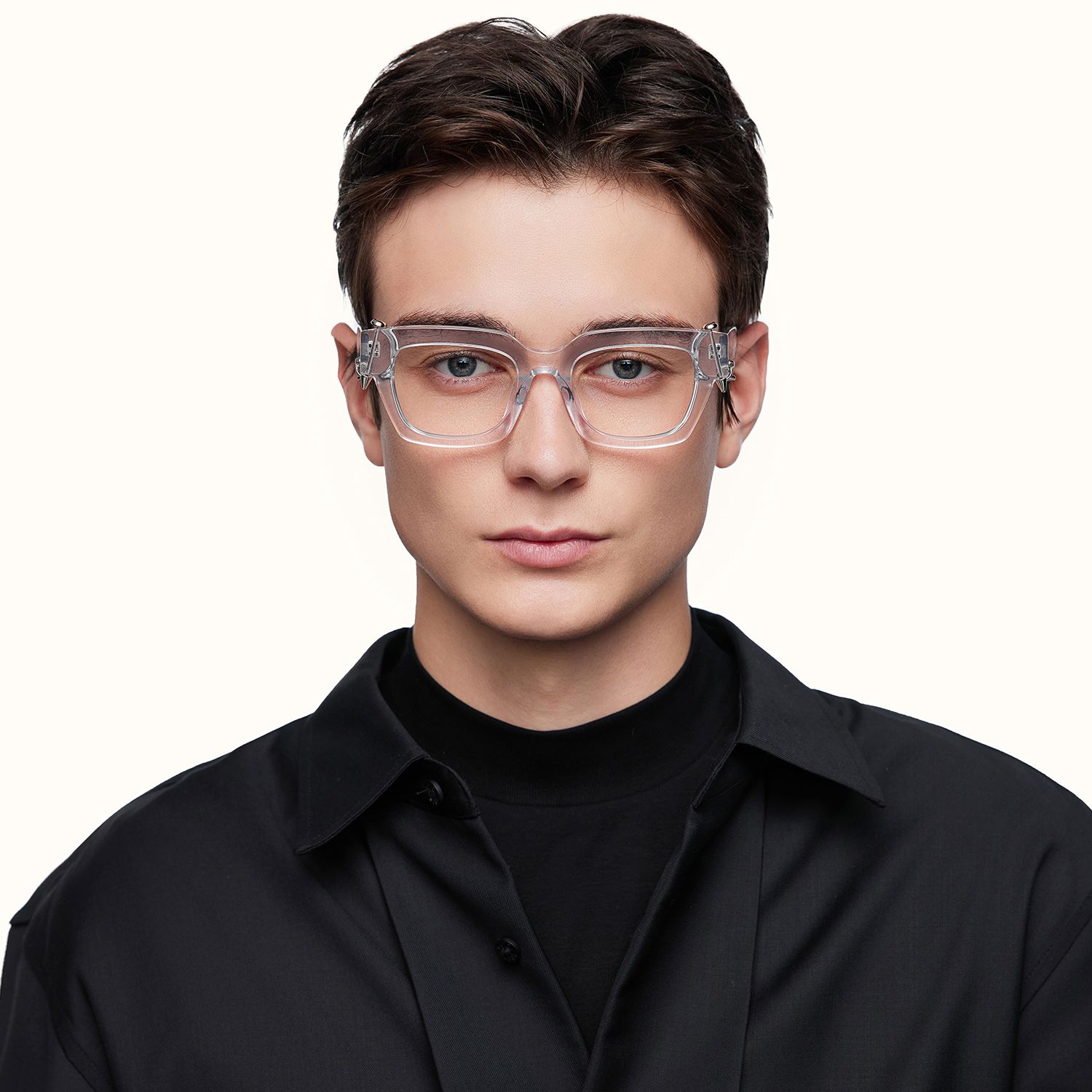 Sabrina - Rectangle Crystal Acetate Eyeglasses by Vooglam - Lifestyle Look