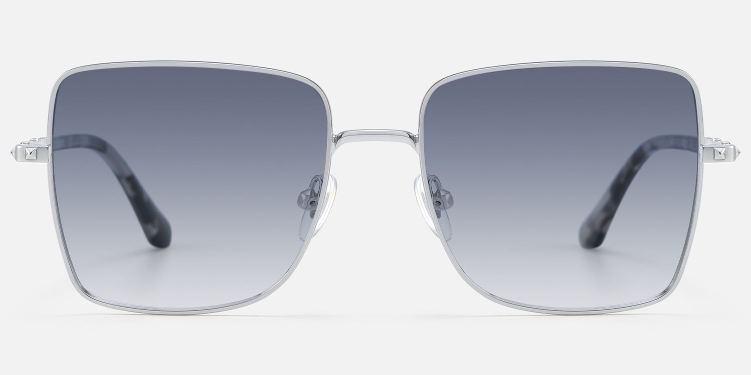 Devereux - Boho Chic Square Silver Sunglasses by Vooglam - Angle View