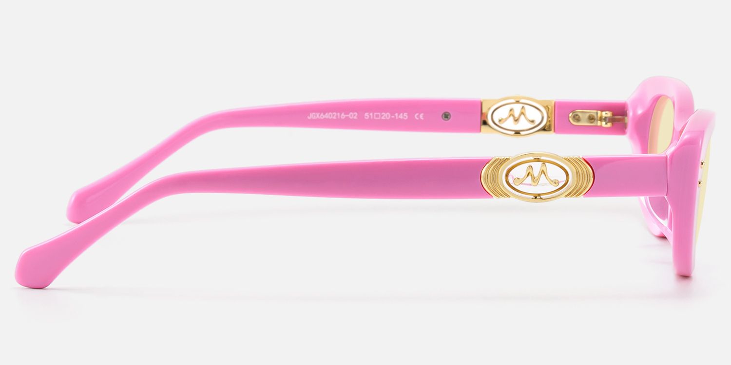 Ginza - Yellow Lens Pink Y2K Narrow Cat Eye Shades by Vooglam - Side View