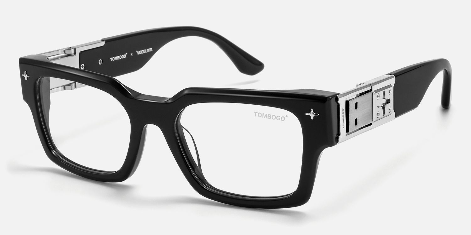 The Programmer - Chunky Black USB Glasses by Vooglam - Front View