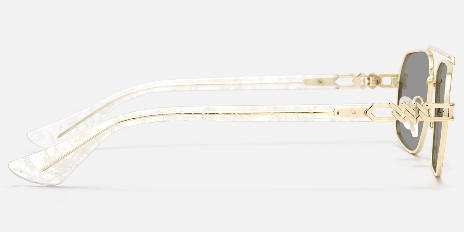 Lacey - Gold Double Bridge Aviator Sunglasses by Vooglam - Side View