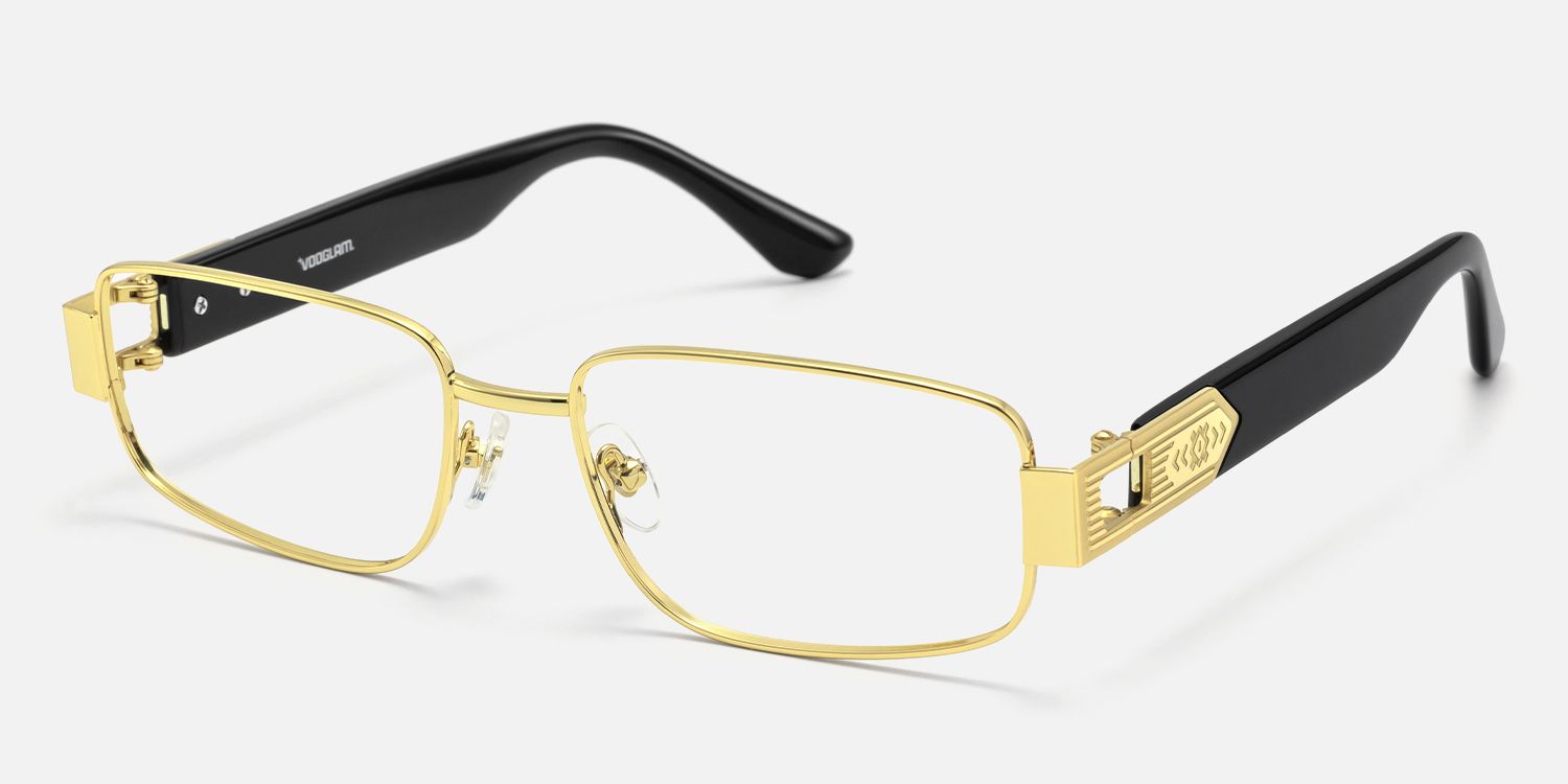 Cypher - Rectangle Gold Eyeglasses by Vooglam - Front View