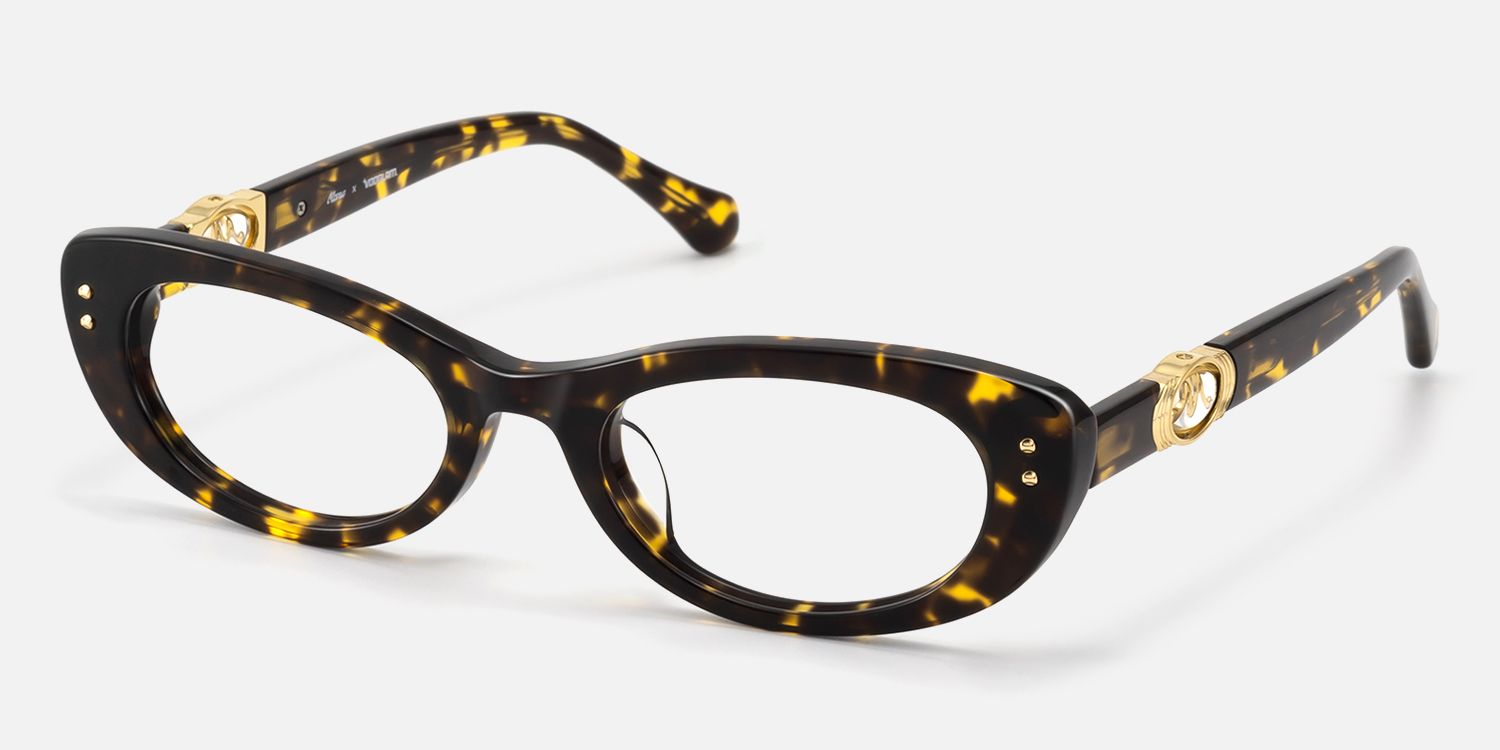 Ginza - Tortoise Retro Narrow Cat Eye Glasses by Vooglam - Front View