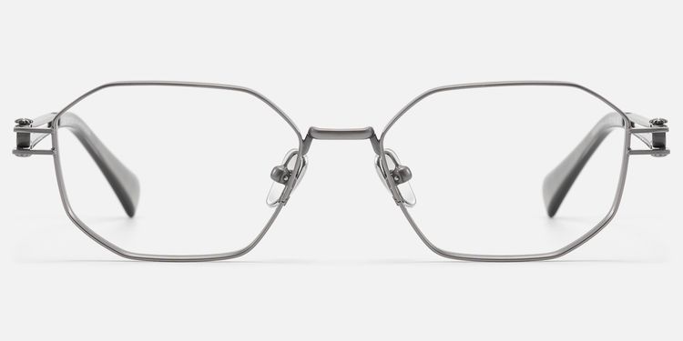 Loos-Pearl Gray Double Wire Light Polygonal Glasses by Vooglam