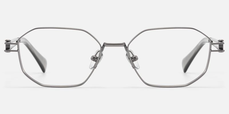 Loos-Pearl Gray Double Wire Light Polygonal Glasses by Vooglam