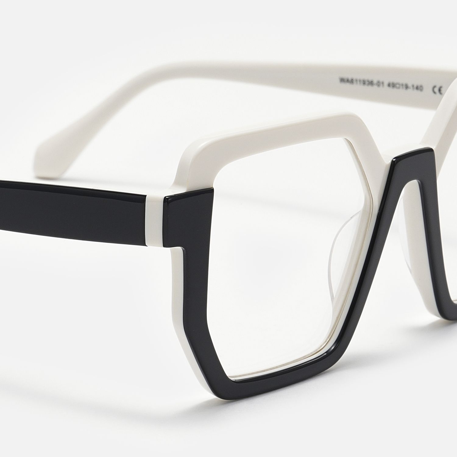 Mixon - Stylish Two Tone Acetate Hexagon Glasses by Vooglam - Design Details