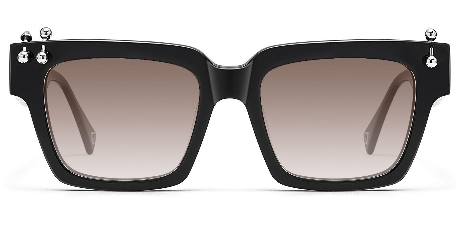 PIERCE - Black Pierced Square Gradient Sunglasses by Vooglam Product Details 1