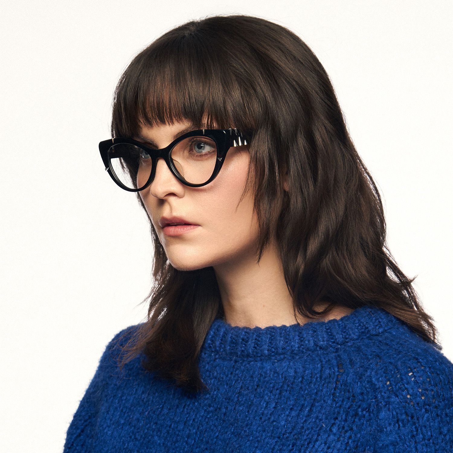 Slay - Gothic Black Spike Cat Eye Glasses by Vooglam - Lifestyle Look