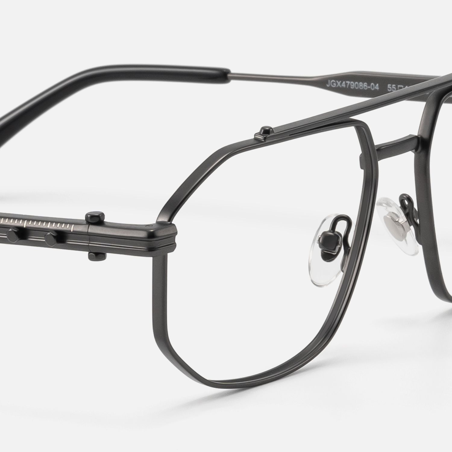 Ando - Matte Black Geometric Metal Glasses by Vooglam - Design Details