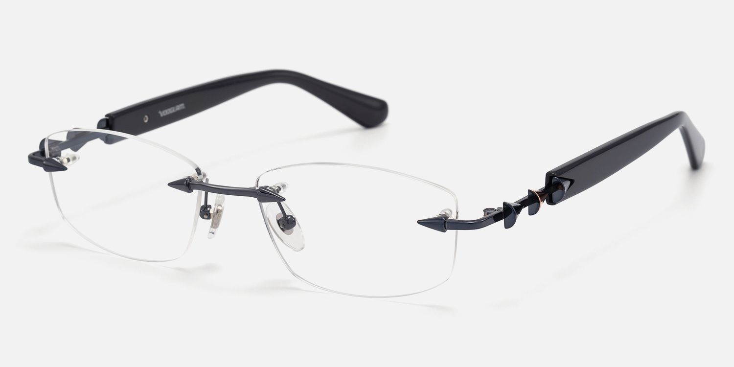 Fracture - Ultralight Frameless Black Glasses by Vooglam - Front View